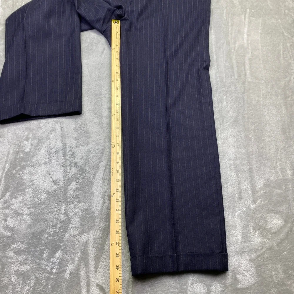 Hart Schaffner Marx‎ Silver Trumpeter Pinstripe Wool Suit Mens Two Piece 45R 36
